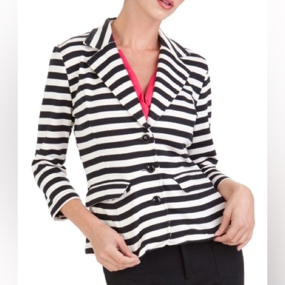 Tulle Striped Black and White Women's Blazer